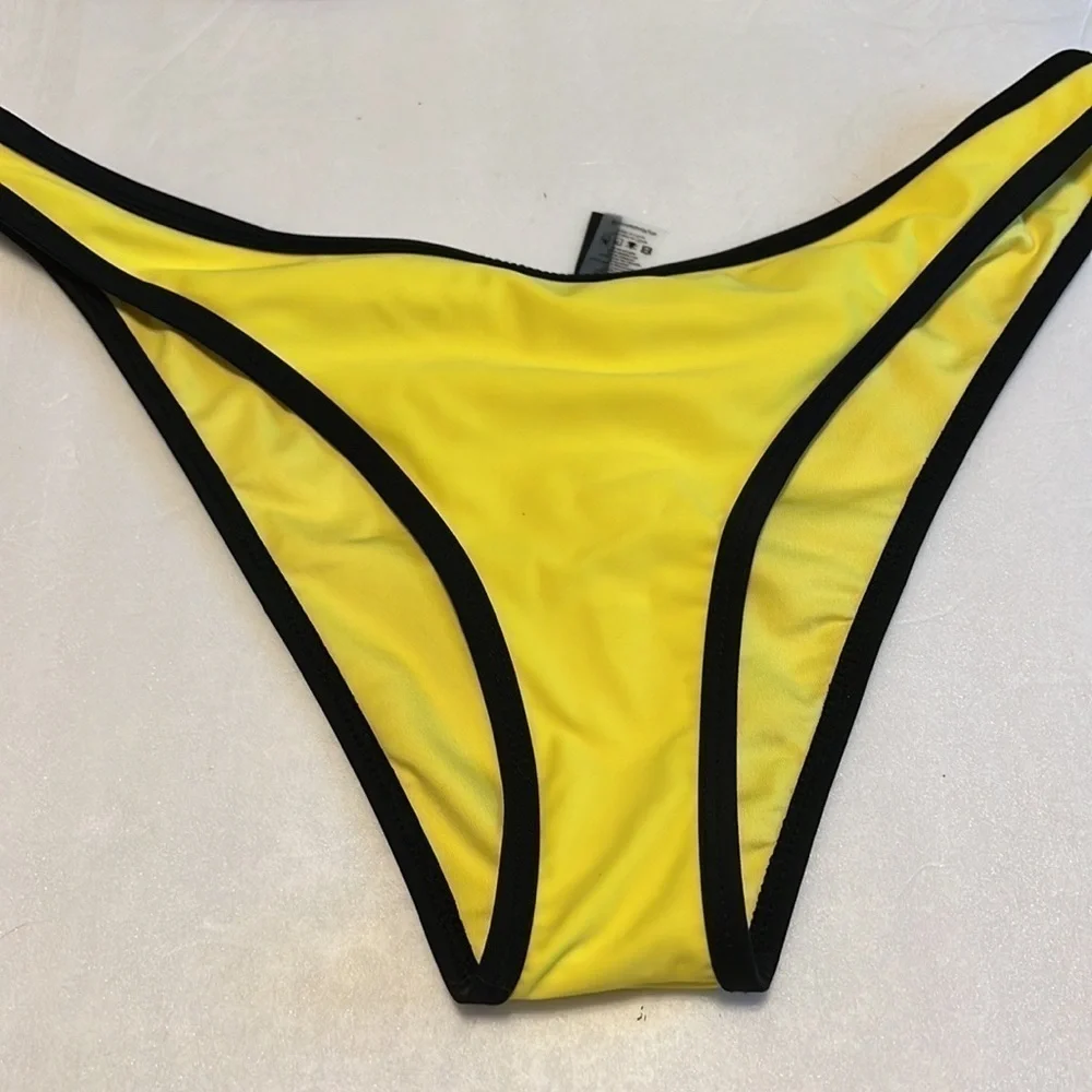 NWT Kendall + Kylie Neon Yellow 2 Tone Bikini Size Large